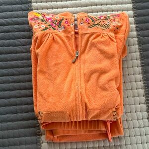 Juicy Couture Embroidered Peach Hoodie 
Sweatsuit